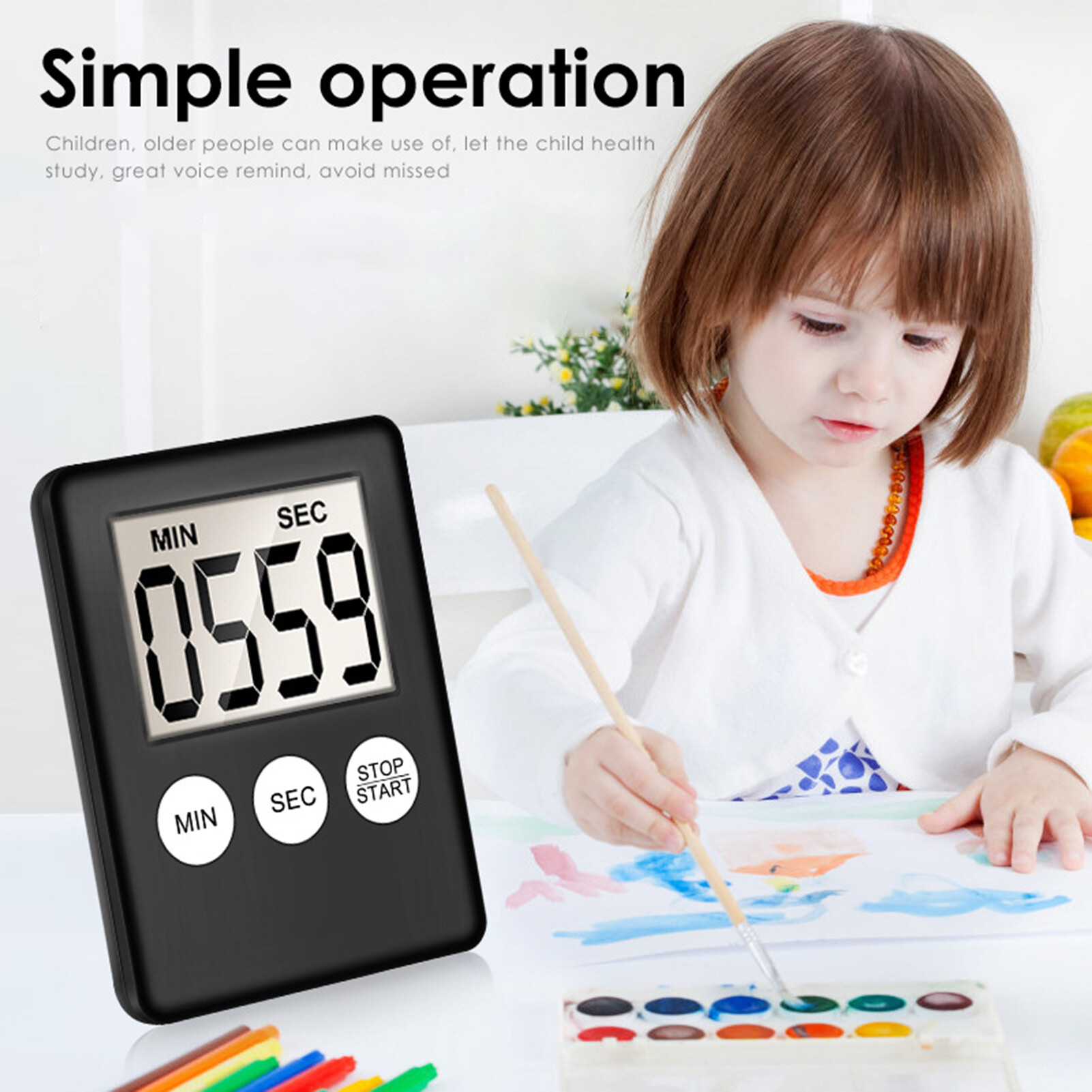 Farfi Đồng Hồ Bấm Giờ Điện Tuyệt Vời Đồng Hồ Báo Thức Học Tập Nhắc Nhở Hẹn Giờ Cầm Tay Có Màn Hình LCD Màn Hình Hiển Thị Tốt Cho Văn Phòng