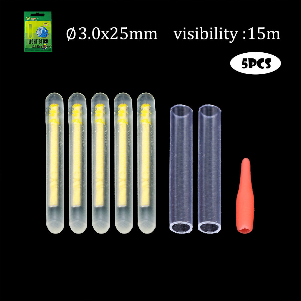 5 Cái/túi Đom Đóm 4.5*37Mm/3*25Mm, Đèn Huỳnh Quang Phao Câu Cá Que Phát Sáng Ban Đêm Que Phát Sáng Màu Tối Mới