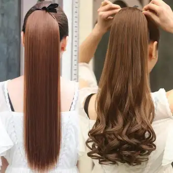 Lady Women Long Straight Curls Ponytail Hair Extention Wig