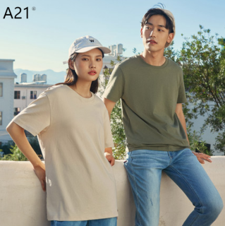 A21Summer Clothing2022Short-SleeveTT-shirt Nam Áo Lót Nam Cotton Tân Cương Màu Trơn Áo Đôi Lót Màu Trắng thumbnail