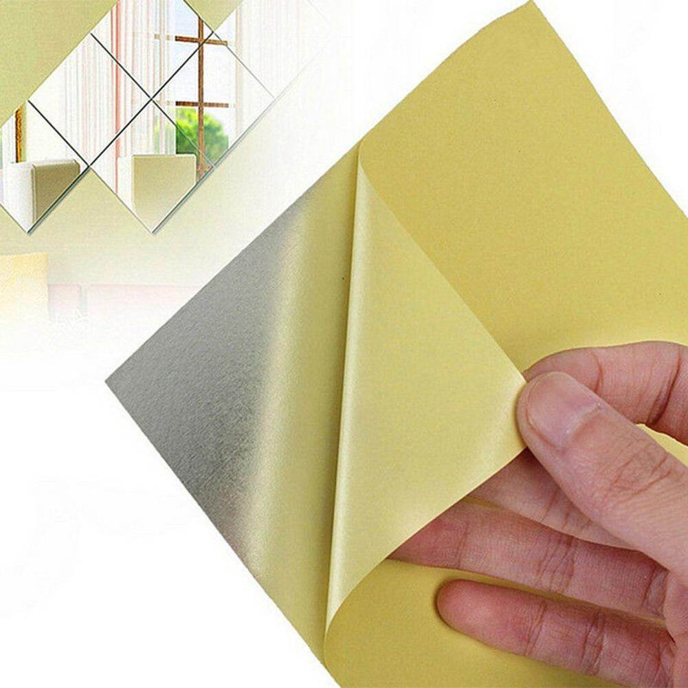 9Pcs Self-Adhesive Waterproof Mirror Surface Wall Sticker Home Bathroom Decal