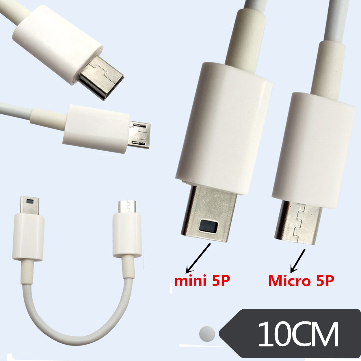 10cm usb2.0 mini 5p male to micro usb 2.0 5pin female data cable 0.1m