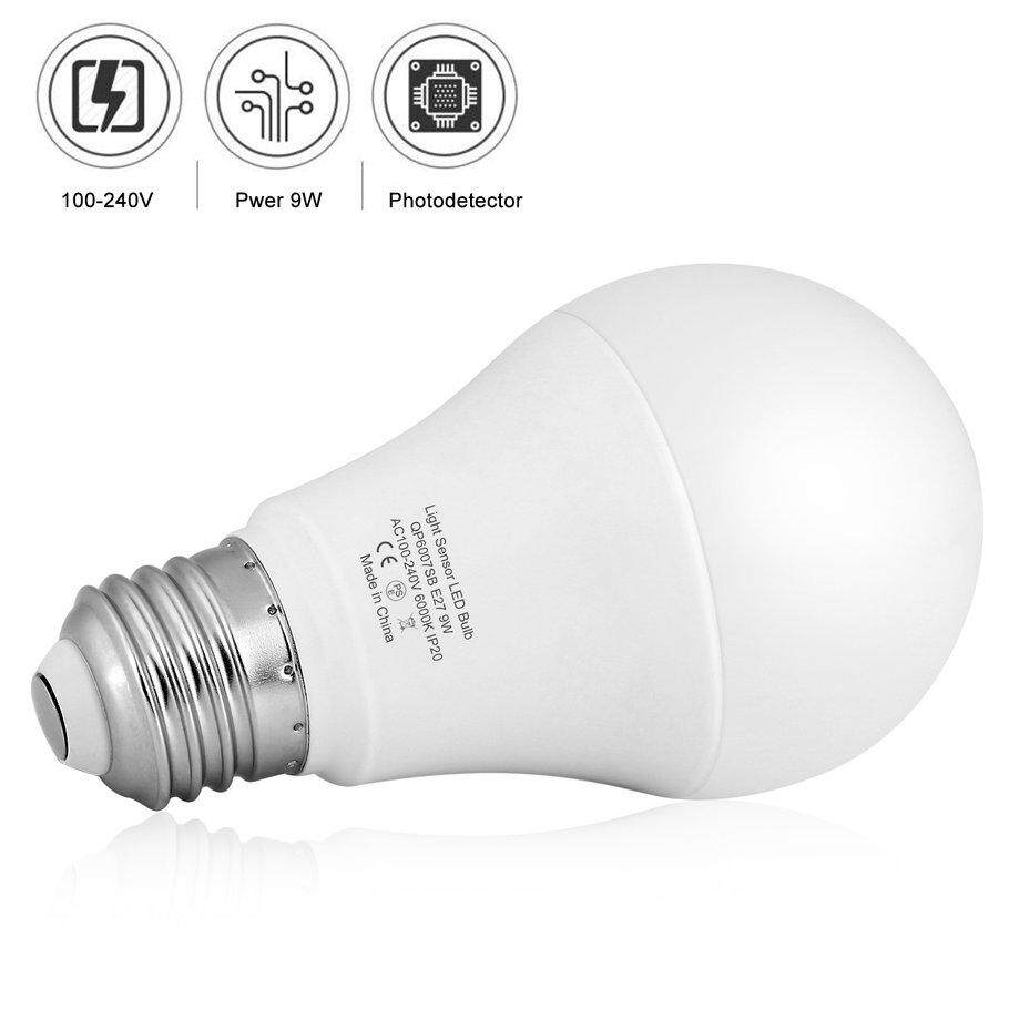 Ưu Đãi Lớn 9 W E27 Cảm Biến Ánh Sáng Bóng Đèn LED 6000 K với Tự Động Chuyển Đổi Và Photosensor Phát Hiện