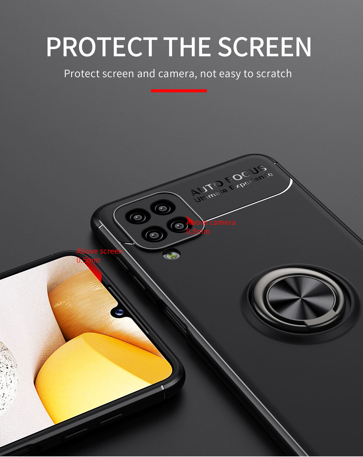 for Samsung A12 Case [Metal Ring Buckle] Soft TPU Case Back Cover Shell, with 360° Rotating Ring Holder Kickstand, Can work with Car Mount, Impact Resistant