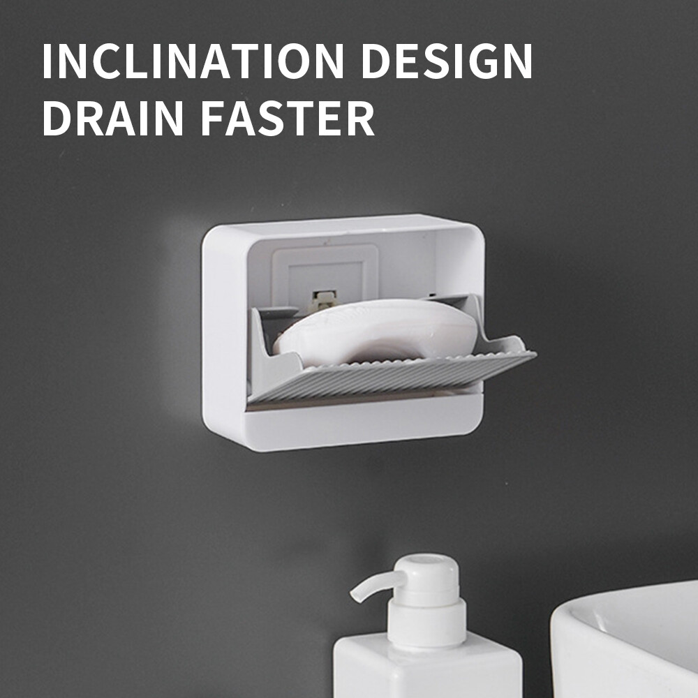 Soap Dish draining double compartment soap holder punch-free soap box