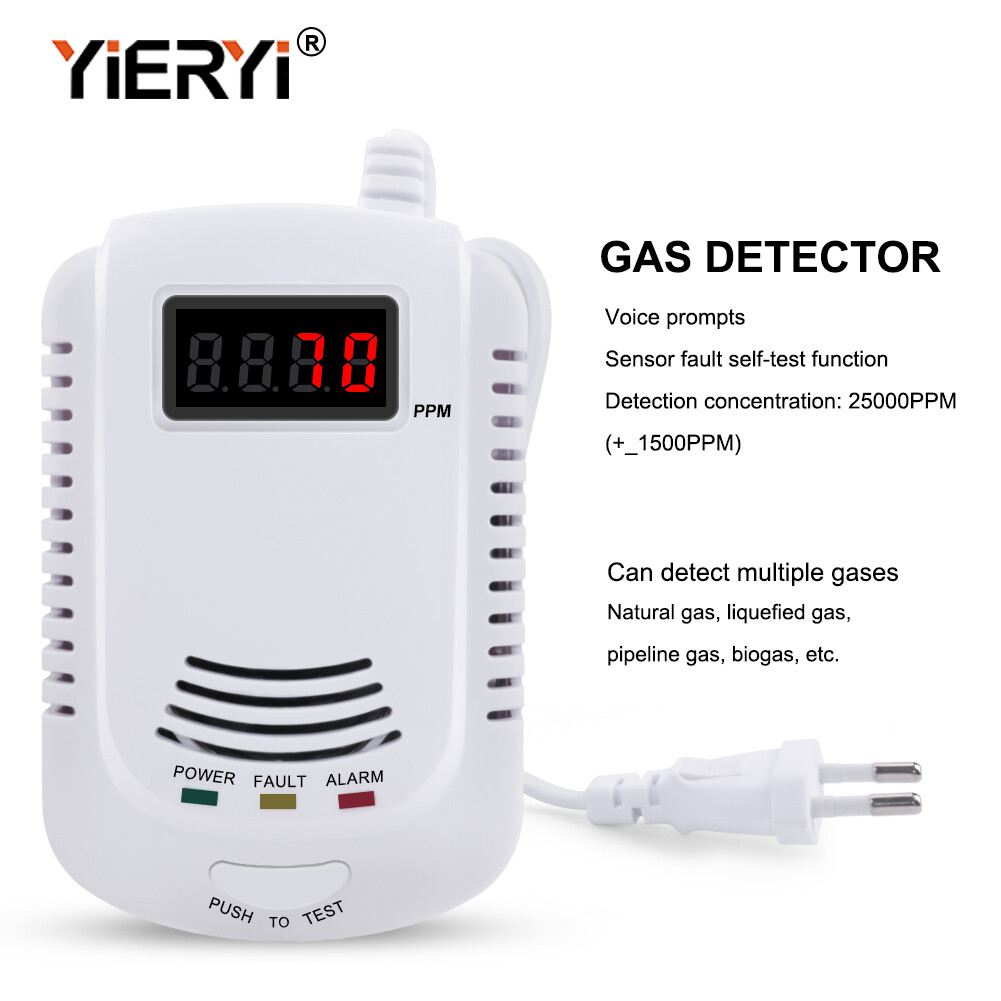 Yieryi Gas Detector LPG LNG Coal Natural Gas Leak Alarm Sensor Voice Warning Alarm Sensor