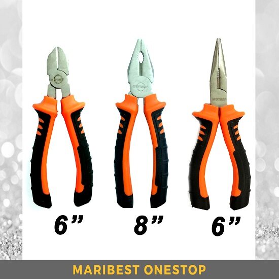 1PC GS OPTIMUS 6”Inch 8”Inch Rubber Grip Pliers Long Nose Linesman