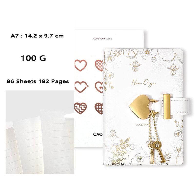 CAGIE Retro Diary with Padlock Notebook and Journal A7 Sketchobook Lock Notepad Small Pocket Agenda School Planner Organizer Note Book