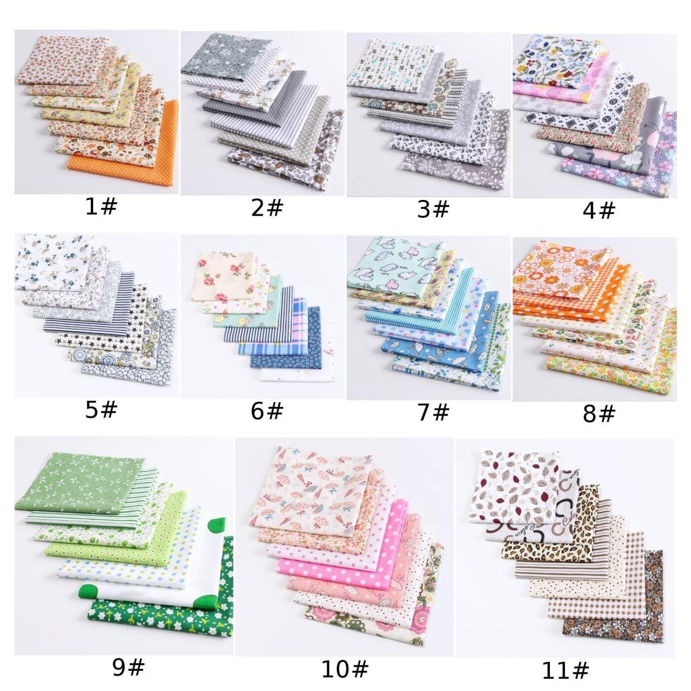 【Ready Stock】Beautymaker 7Pcs Assorted Mixed Pattern Fat Quarter Bundle Quilting Cotton Fabric Sewing DIY