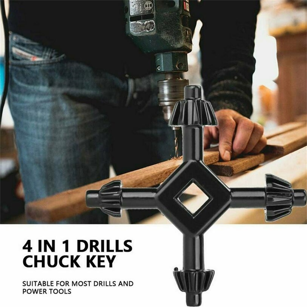 pcbfun 1Pcs 4 In 1 Multi-function Universal Chuck Key Drill Drilling Holder Spanner Ratchet Socket Ring Combination Grip Star Wrench