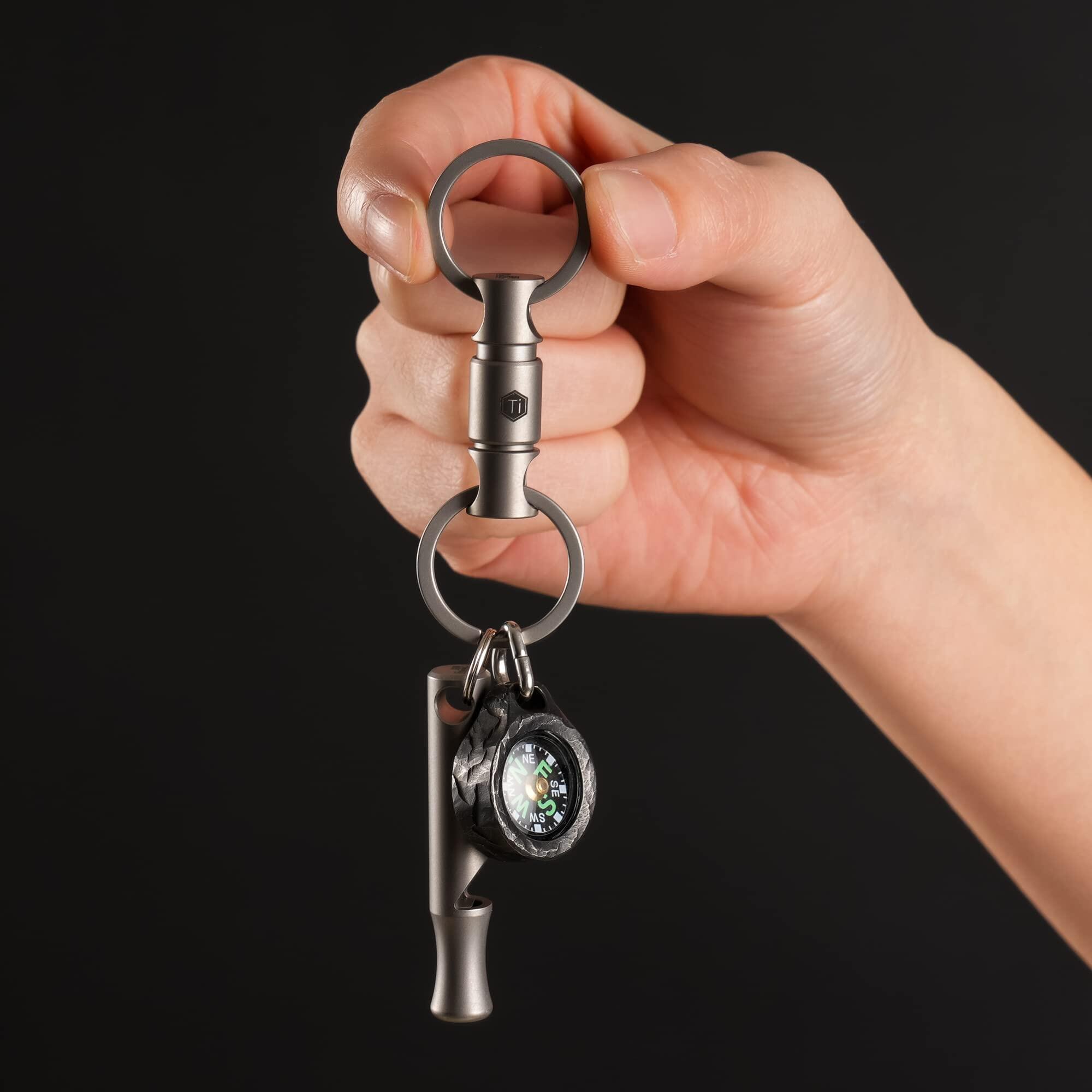 KeyUnity KA24 Double-end Swivel Keychain Key Ring Connector, Titanium Rotatable Key Linker for Carabiner & Wind Chime
