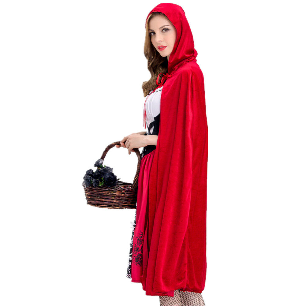 Trang Phục Mũ Trùm Đầu Cưỡi Ngựa Nhỏ Màu Đỏ Cho Nữ Đầm Dự Tiệc Halloween Giáng Sinh Cho Người Lớn Kèm Áo Choàng Bộ Đồng Phục Nữ Hoàng