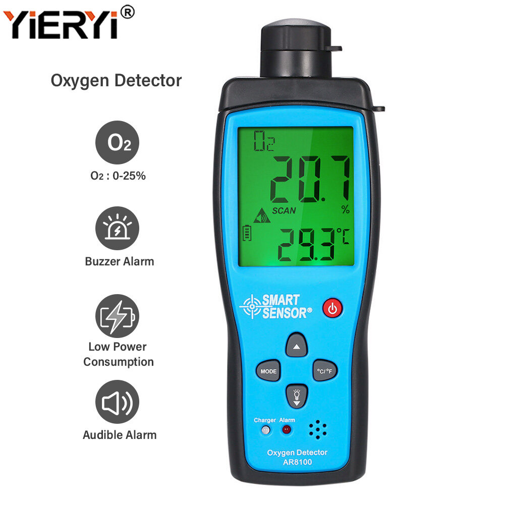 AR8100 Smart Sensor Oxygen Gas Analyzer O2 Concentration Detector Tester Air Quality Monitor O2