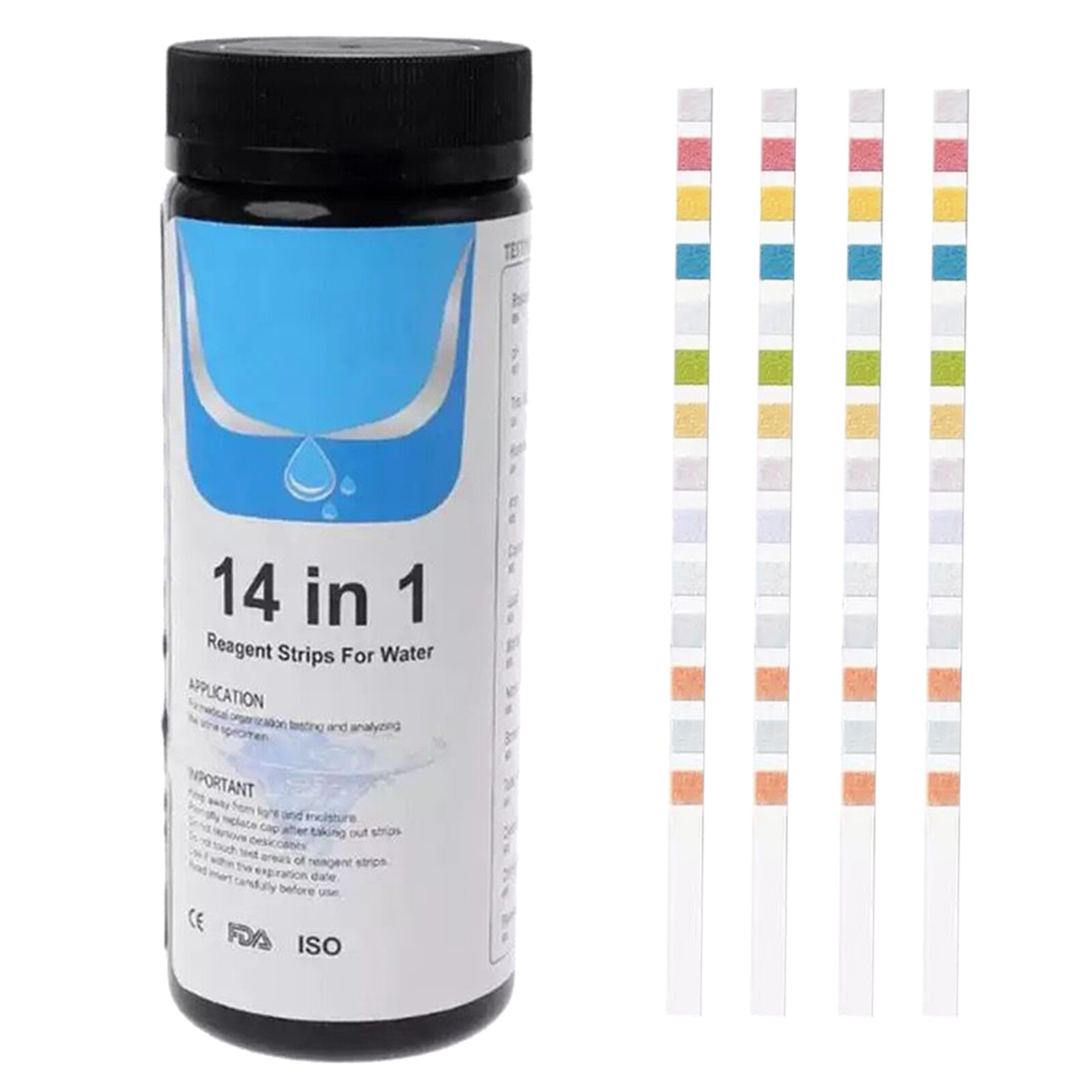 Baoblaze 50 Pcs 14-in-1 Home Drinking Water Test Strips Kit Water Quality Test Tool