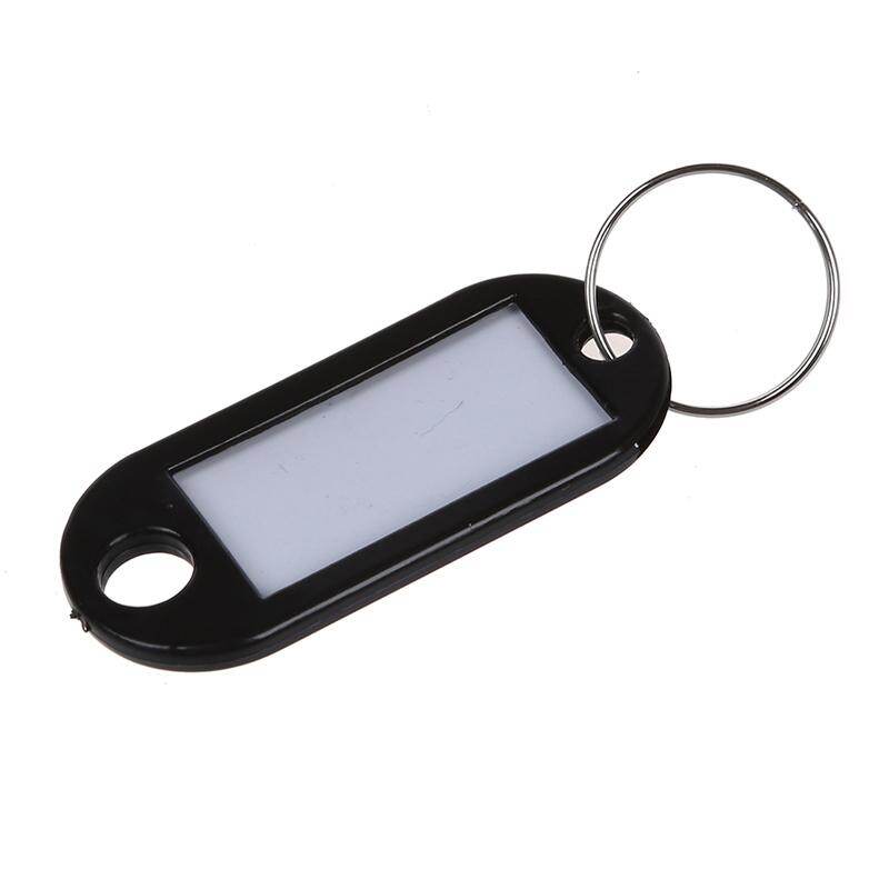20 Pcs Key ID Label Tags Split Ring Keyring Keychain Black