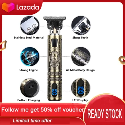 （Ready Stock in KL）Professional Hair Clipper Buddha Electric Hair Trimmer Barber Hair Cutting Machine USB Rechargeable Baldheaded Beard Trimmer For Men Black Steel Cordless Clipper Rechargeable Hair Clipper