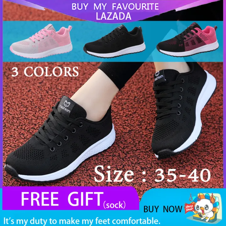 Hot Selection Hot Sale Women S Breathable Mesh Black Sneakers Shoes For Women Sport Shoes Running Shoes Sneakers Women 1721 Size 35 40 Lazada Singapore