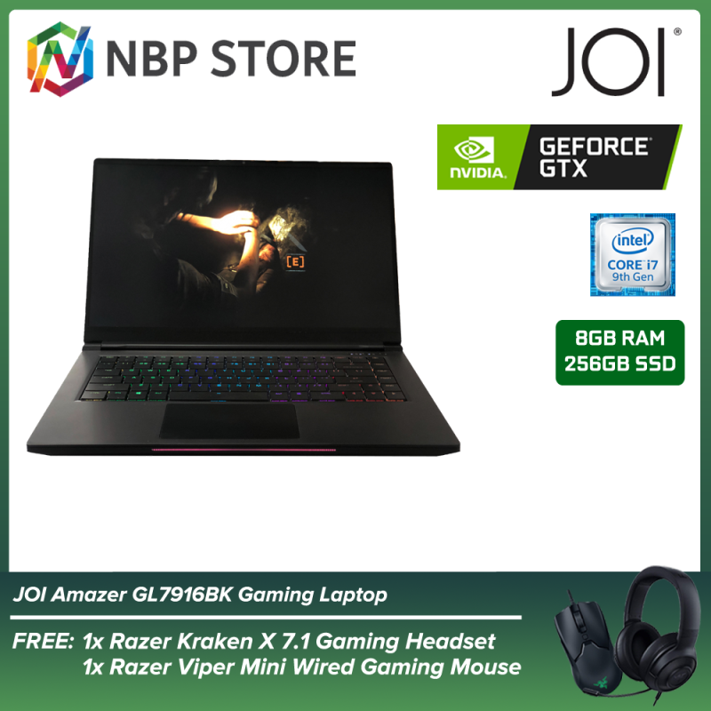 JOI Amazer GL7916BK 15.6 FHD 144Hz Gaming Laptop Black ( i7-9750H, 8GB, 256GB SSD, GTX 1660 Ti 6GB, W10P ) Malaysia