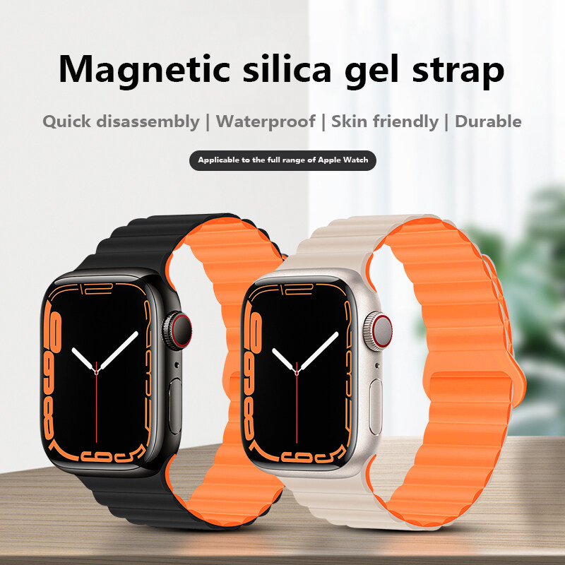 Dây Đeo Từ Tính Cho Apple Watch Ultra 49Mm Cho Apple Watch 8 7 41Mm 45Mm 44Mm 42Mm 40Mm 38Mm Dây Đeo Đồng Hồ Nam Châm Silicon Chặn Màu Cho I Watch 8/7/6/SE/5/3/2/1