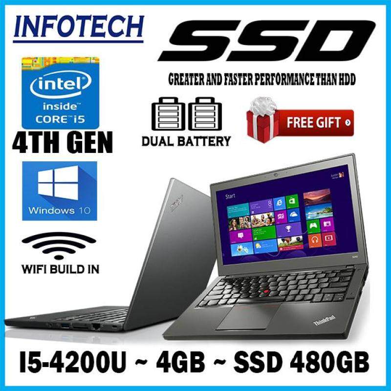 Lenovo Thinkpad X240 ( intel i5 4200U 4th gen processor , 4gb ram , 480gb SSD ,windows 10 , 12.5 ) Slim Thin LAPTOP NOTEBOOK (refurbished) Malaysia