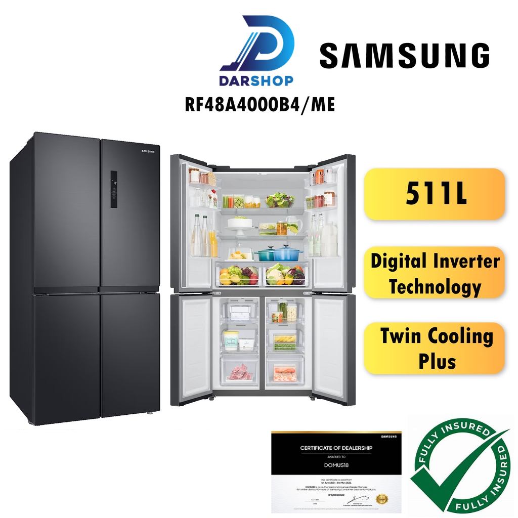 Samsung Refrigerator 4 Door Inverter 511L Fridge 4 Doors Peti Sejuk