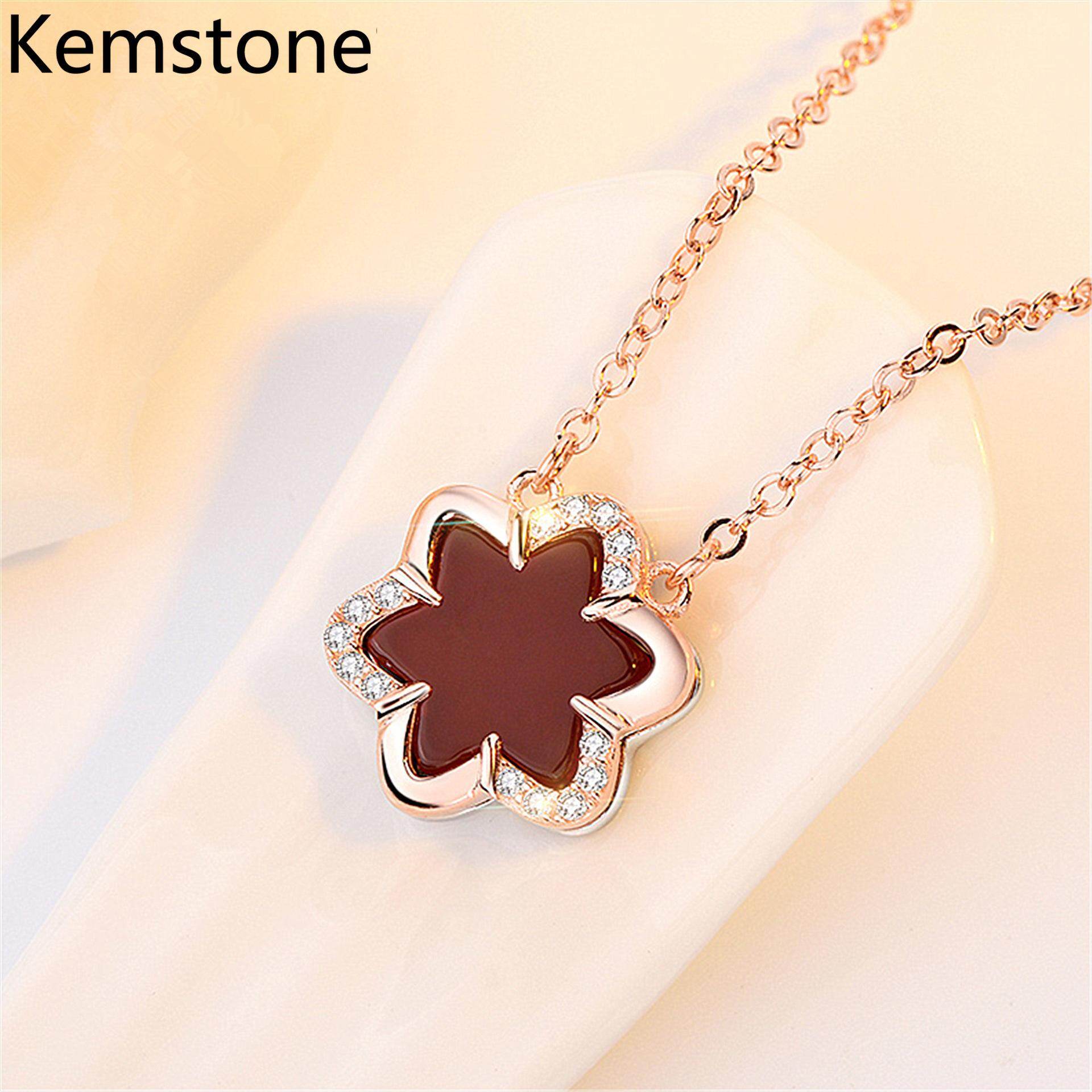 Kemstone Female Creative Star Necklaces Rose Gold Silver Color Leaf Shaped Pendant Necklaces