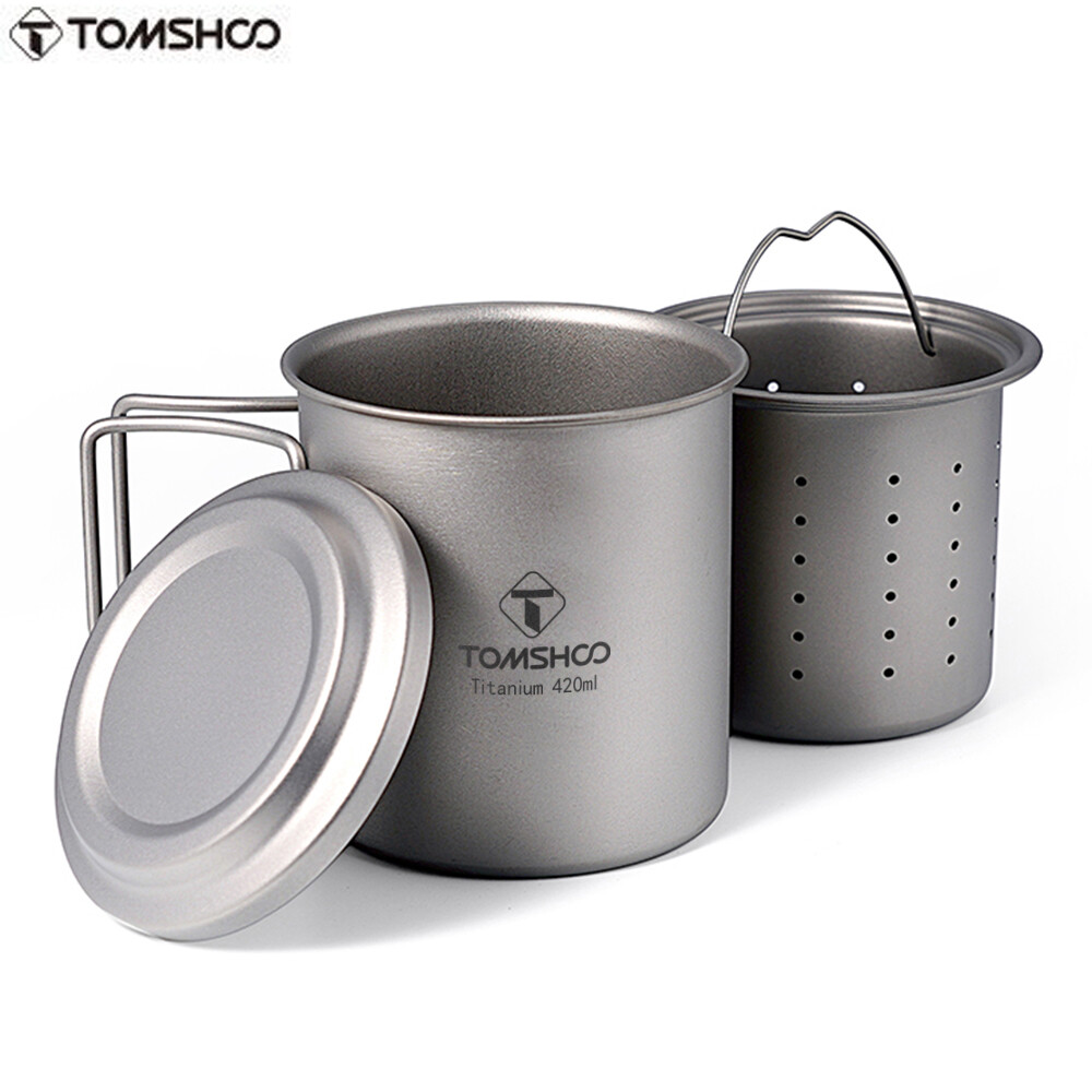 TOMSHOO Titanium Camping Mug Portable Mountaineering Mug Outdoor Sports Mug