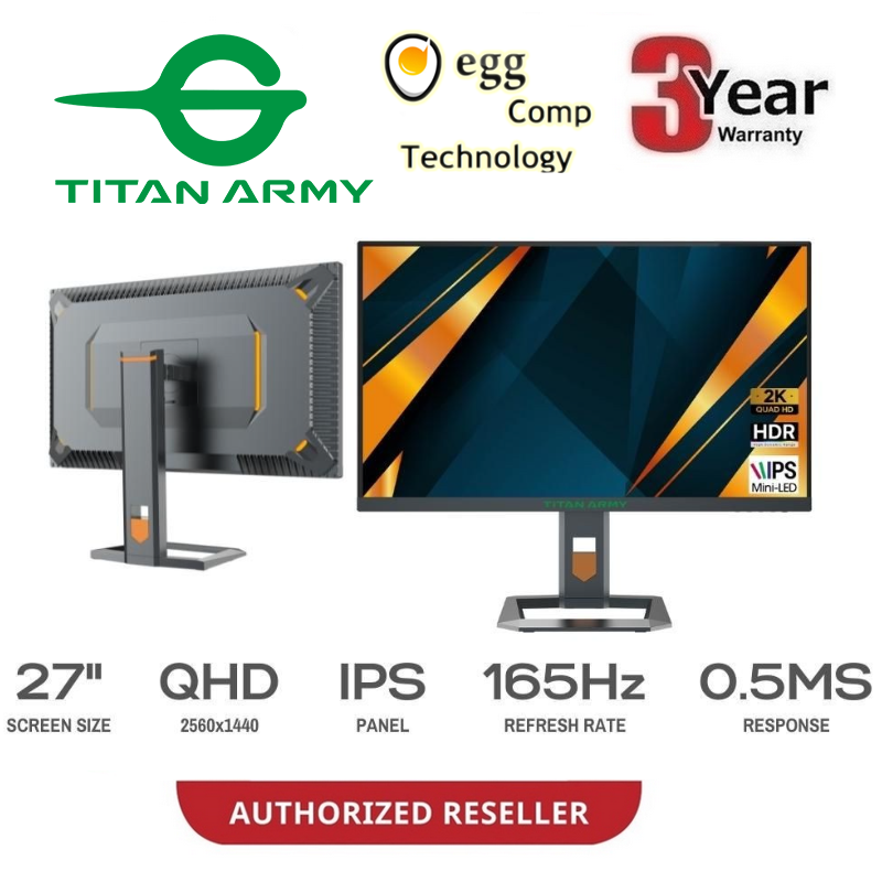 Titan Army 27A6MR 27” Mini-LED QHD 2K 165Hz 0.5MS Fast IPS HDR Gaming ...