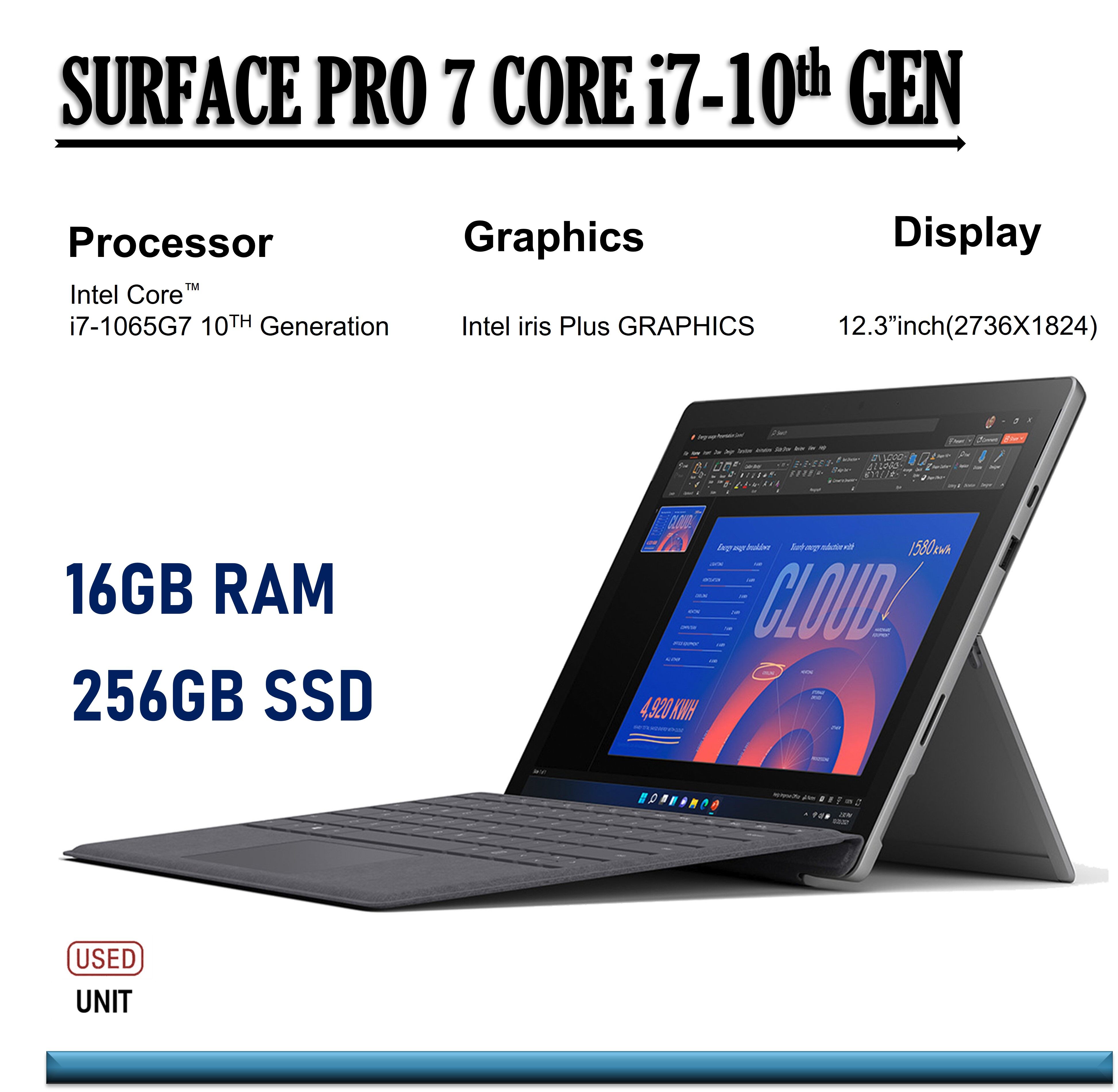 Microsoft surface pro 7 quad core 10th gen intel core i7 1065g7 i5