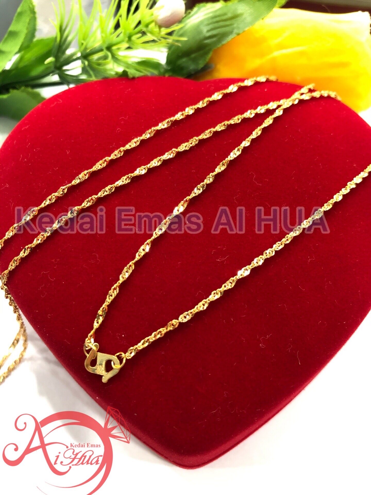 Aihua 916 Gold Water Wave Necklace Rantai Leher Gila Gila Emas 916 60cm Lazada