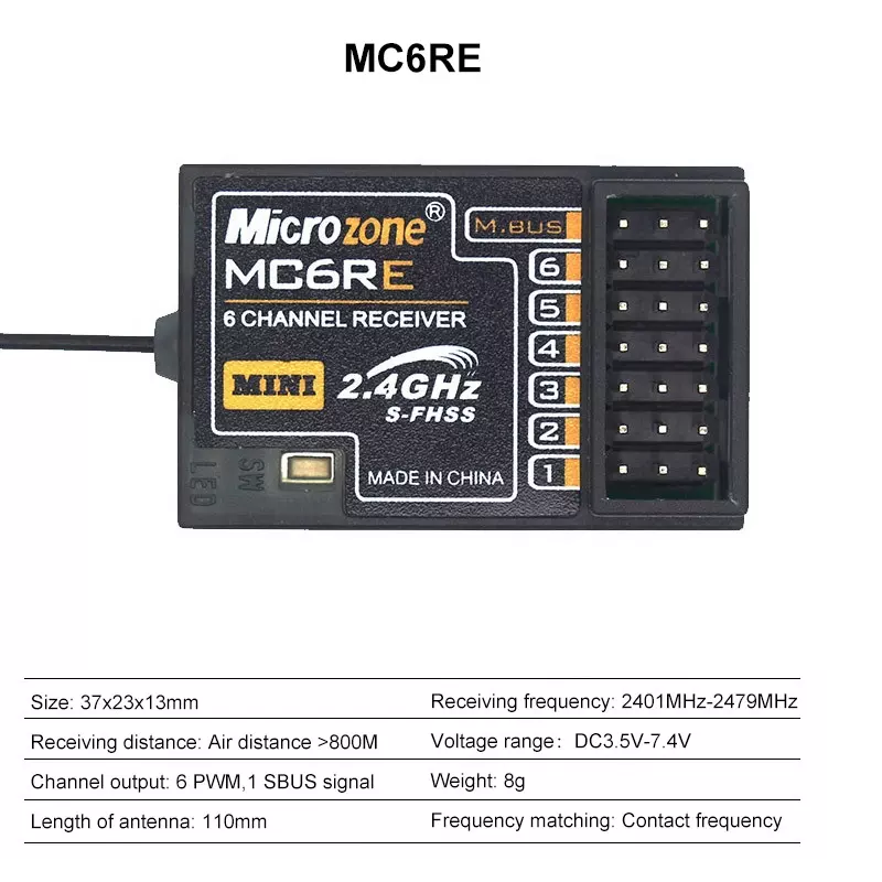 Microzone mc6re mc7rb mc9002 mini m-sbus receiver 6ch mc8re 8ch for mc6c mc8b controller transmitter rc airplane drones
