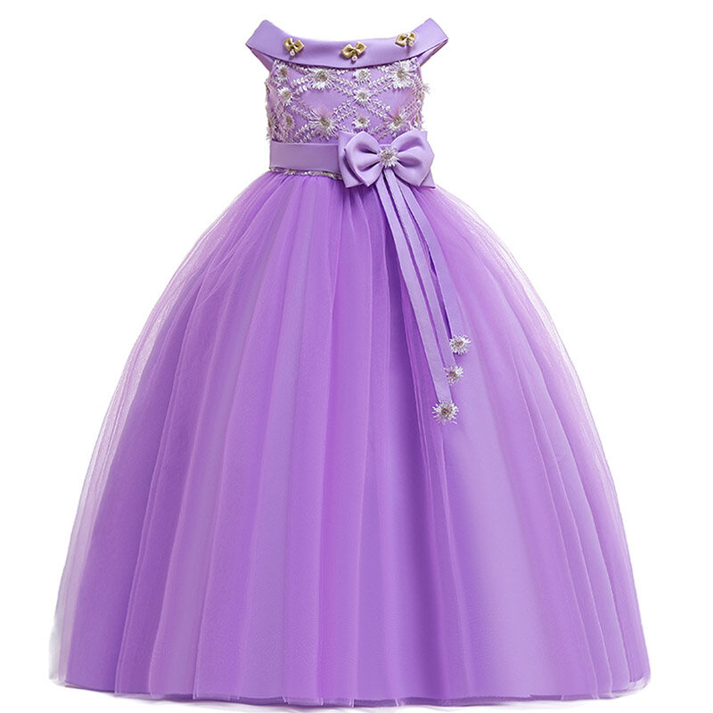 MQATZ Girl One Shoulder Bridesmaid Dress Kids Clothes Children Clothing Princess Party Wedding Formal Occasion Dresses  LP-232