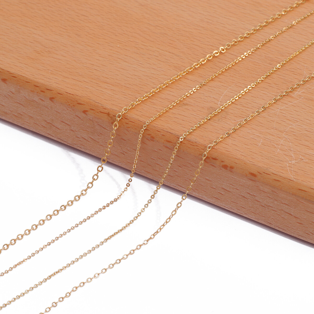 1 Mét/dây Xích Đồng Tròn Dẹt, Dây Xích Mạ Vàng 18K Cho Vòng Tay Làm Vòng Cổ Tự Làm Đồ Trang Sức Thủ Công