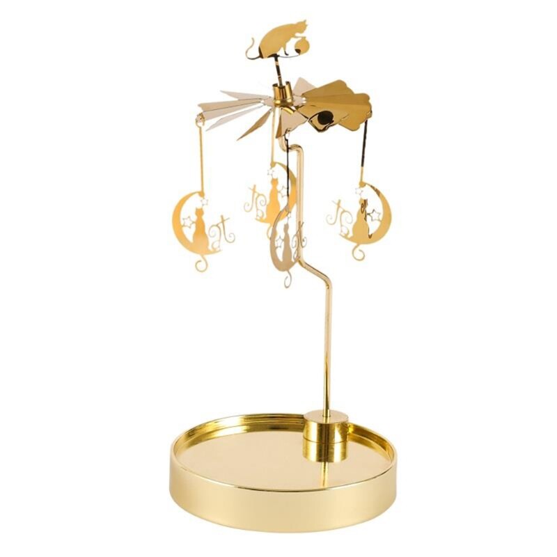 Snowflake Deer Fairy Rotating Candlestick Tealight Candle Holder Tray Romantic Wedding Party Decor