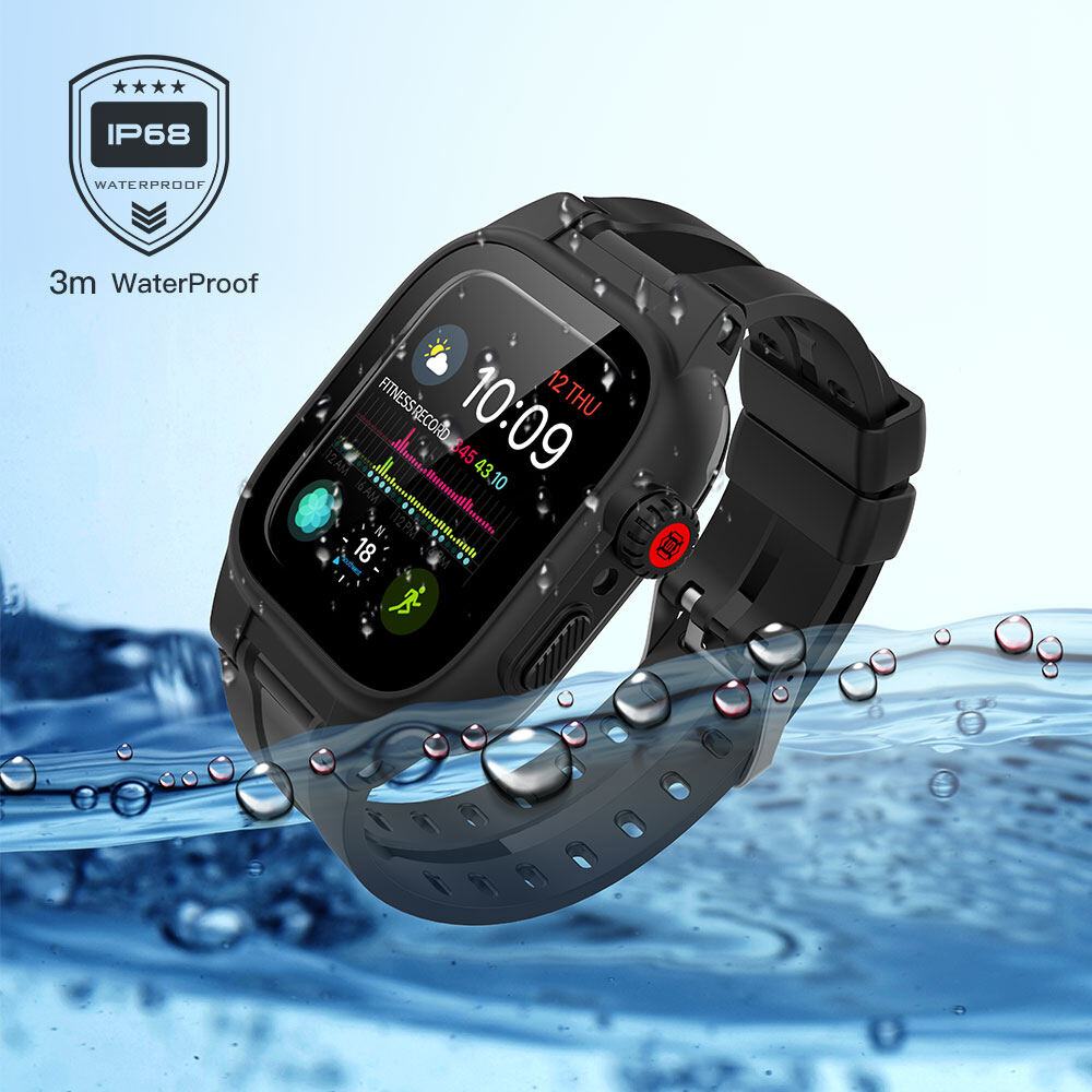for Apple Watch Series 11/10/9/8/7 46mm/45mm/41mm Case Strap, Waterproof Shockproof Dustproof Rugged Full Protection Bumper Case with Built-in Screen Protector for Apple Watch SE, Series 6 5 4 3 2, 44mm 42mm 38mm