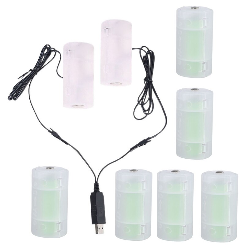 1 to 2 usb power supply kit for d battery replace 1-4pcs 1.5v d cell battery
