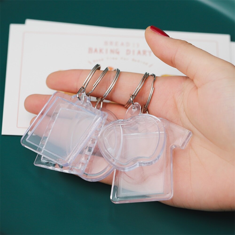 5 Cái/gói Hình Chữ Nhật Trong Suốt Trống Acrylic Chèn Keychain Ảnh Khung Ảnh Keyring Chủ Tự Làm Chia Nhẫn KeyChain Quà Tặng