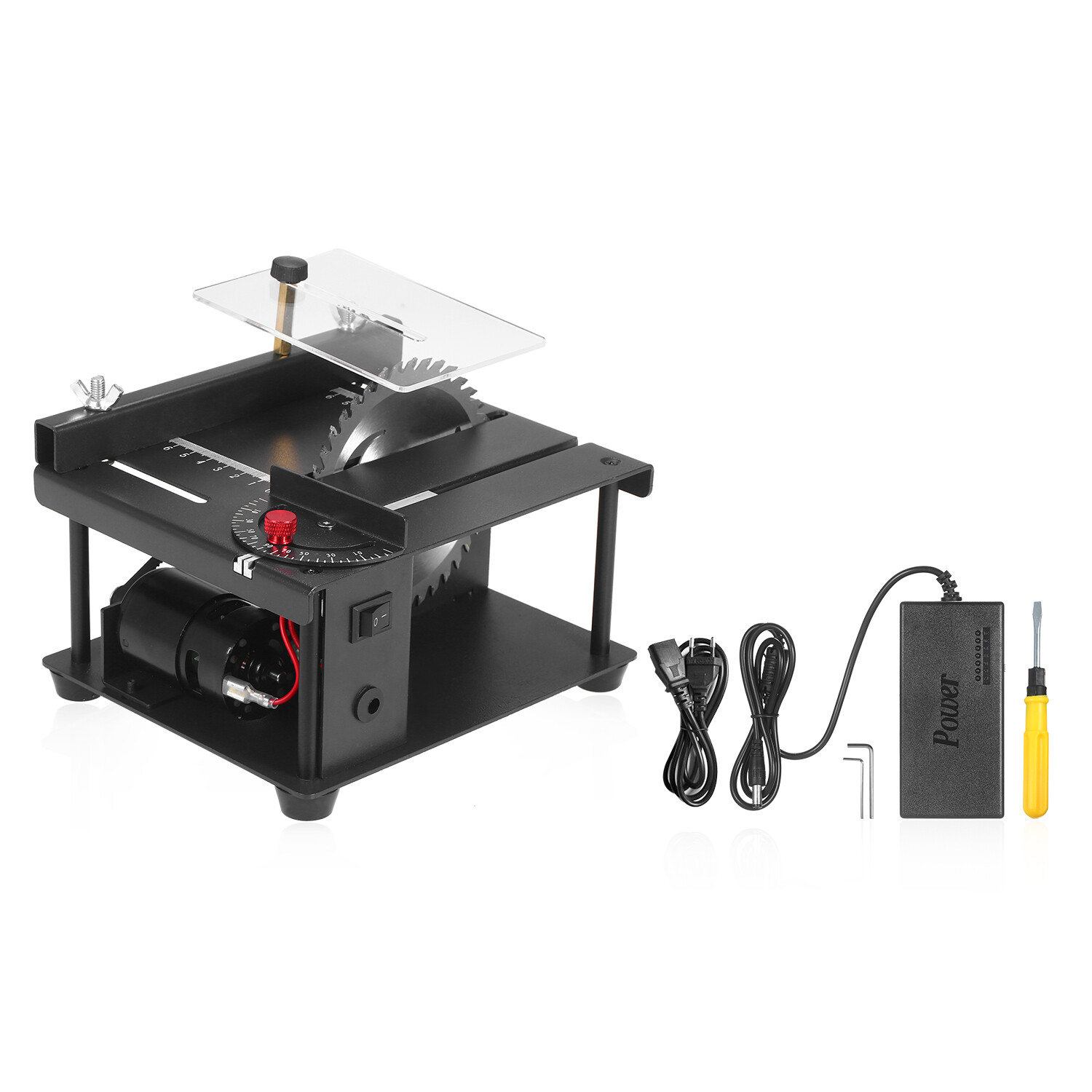Multi-Functional Table Saw Mini Desktop Saw Cutter Electric Cutting Machine with Saw Blade Adjustable-Speed Angle Adjustment 35MM Cutting Depth for Wood Plastic Acrylic Cutting