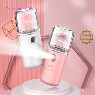 Portable Handheld Nano Mist Facial Humidifier Water Replenishment Instrument Mini Water Steamer Hydrating Device USB Charging Handheld Face Cold Spray