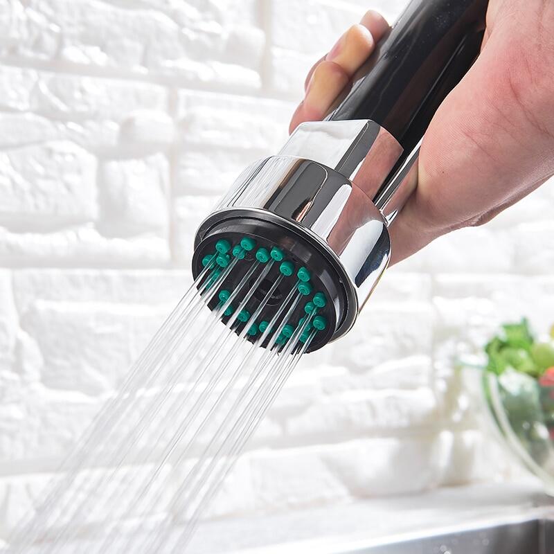 Spring Black Kitchen Faucet Pull Down Chrome Single Cold Wall Mounted Kitchen Taps Dual Function Sprayer Taps