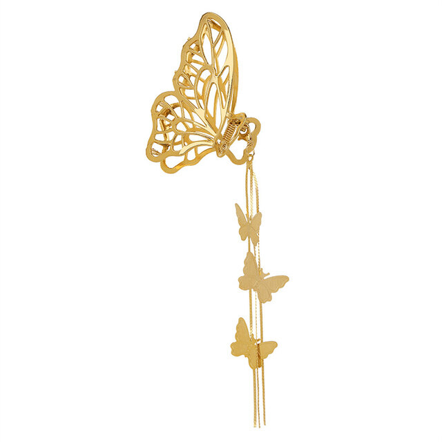 17MILE New Elegant Butterfly Hair Claw Vintage Long Pendant Hair Clips Gold Geometric Hairpins Hair Crab for Women Hair Accessories