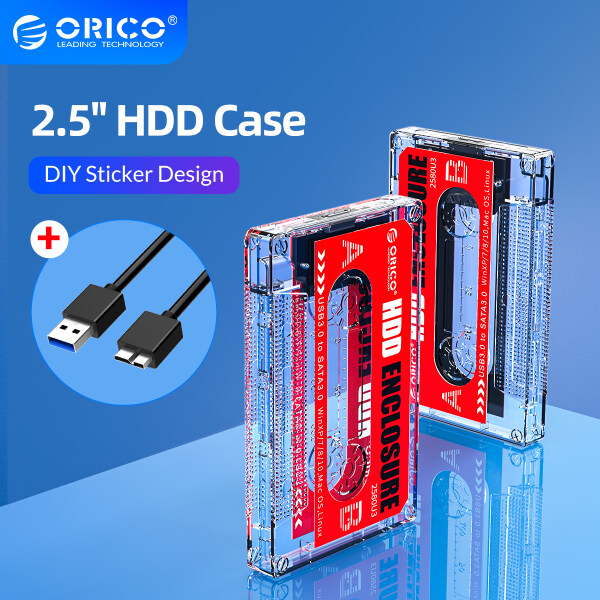 ORICO Hộp Ổ Cứng Gắn Ngoài Trong Suốt USB3.0 SATA3.0 5Gbps 4TB HDD Bao Vây Hỗ Trợ UASP Nhãn Dán Tự Làm Thiết Kế Băng Cassette (2580U3-CM)