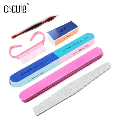 Cocute 6 PCS Nail Makeup Tool Set Fingernail Toenail Peeling Polishing strip Brushes Professional Kit Gift