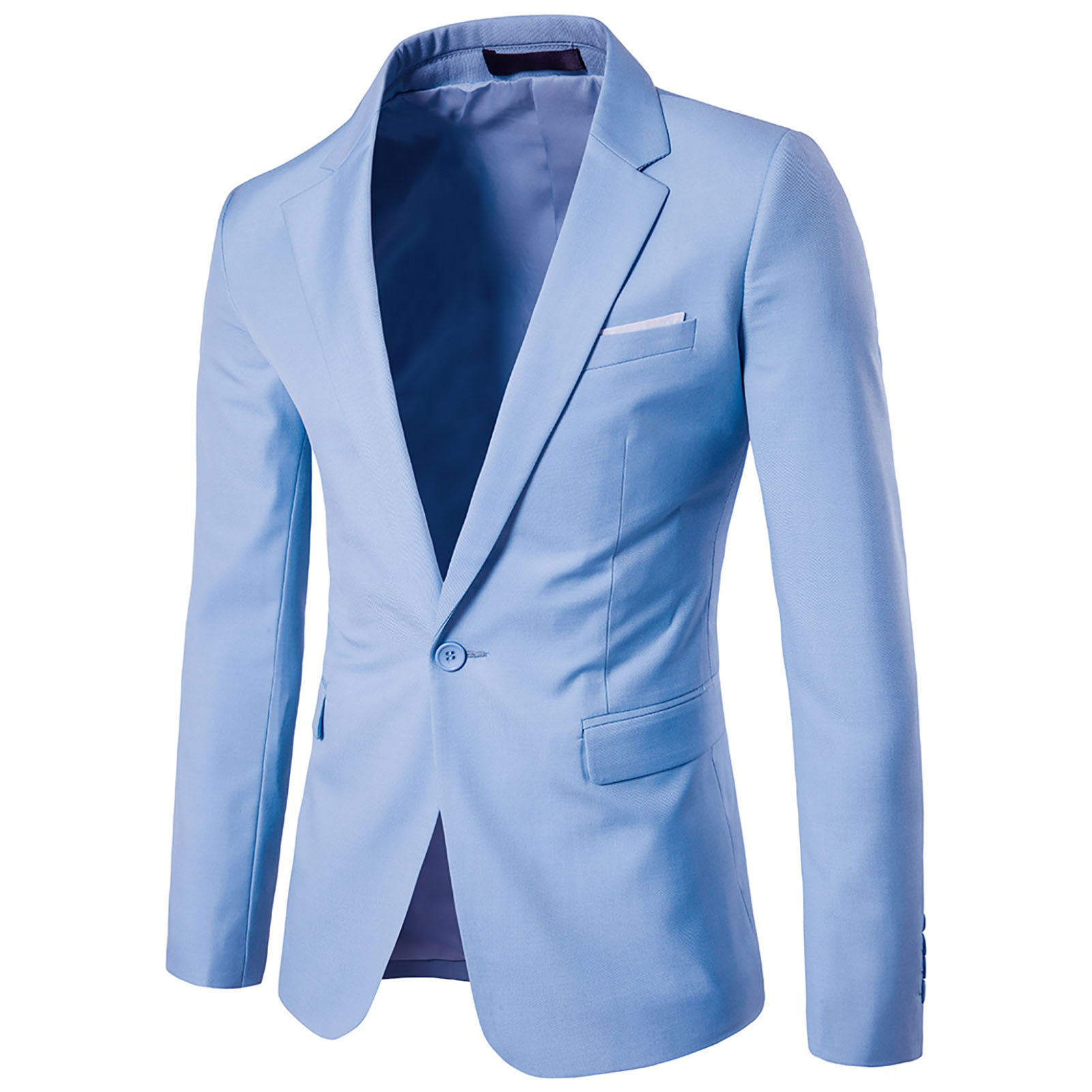 Người đàn ông Blazer cúc đơn màu trơn cổ áo bẻ dáng ôm ngoại cỡ túi áo khoác com lê cho văn phòng
