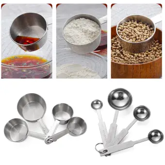 Luan 4 Pcs Stainless Steel Measuring Cups Spoon Household Baking