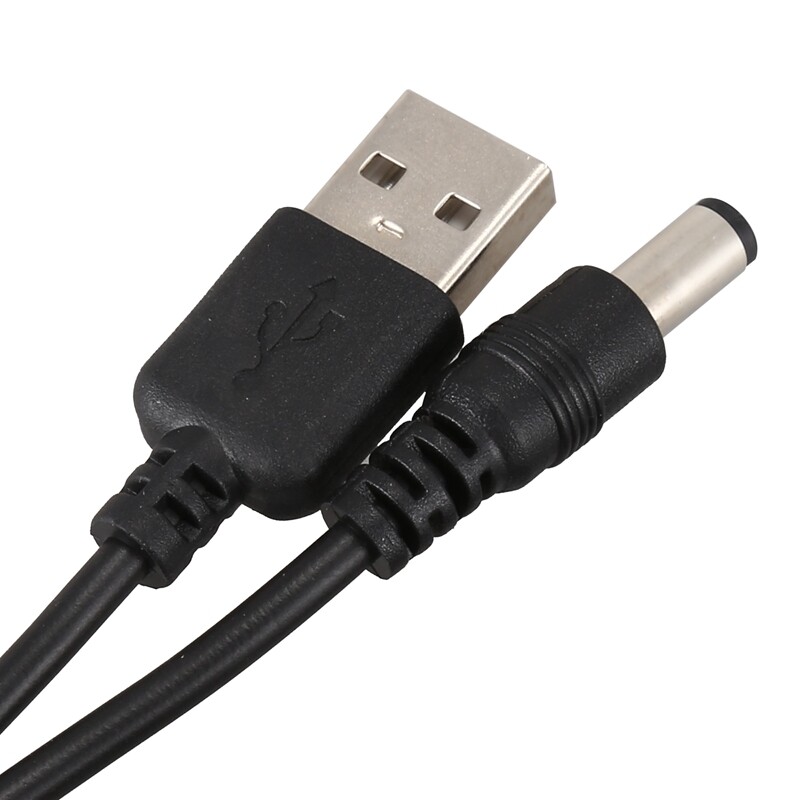 USB Cable 5.5mm / 2.1mm 5V DC Barrel Jack Power Cable (Black, 75cm)