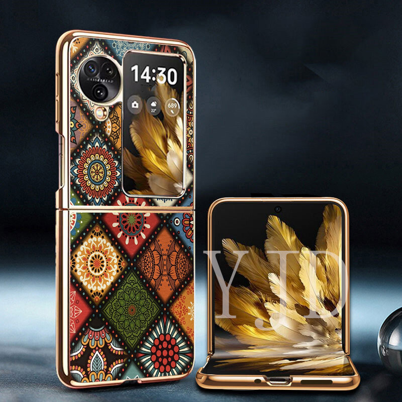YJD Case For OPPO Find N3 Flip Chinese Style Electroplated Edge Shockproof Phone Case
