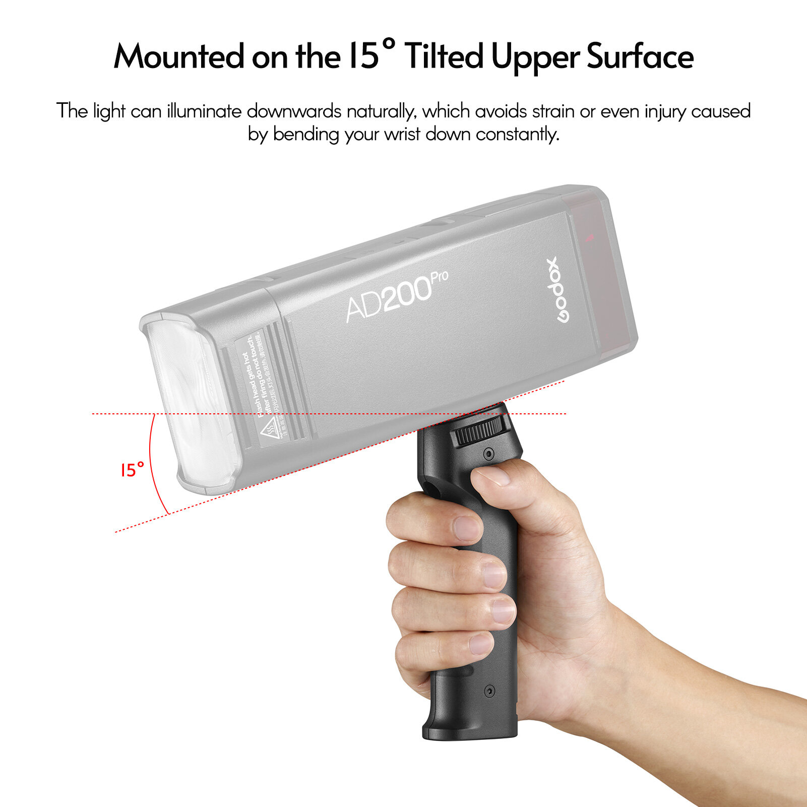 Godox FG-100 Flash Grip Máy Ảnh Speedlite Tay Grip Flash Xử Lý Với 1/4Inch Vít Tương Thích Với Godox AD100pro AD200pro AD300pro Và Đèn Flash Khác LED Ánh Sáng Với 1/4Inch Threaded Lỗ