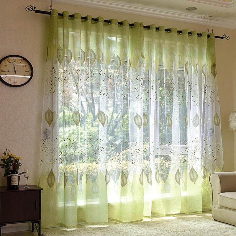 Lá Xanh Phòng Ngủ Phòng Khách Rèm Voan Tuyn Ô Vải Mỏng Dính Treo Lên MT-15