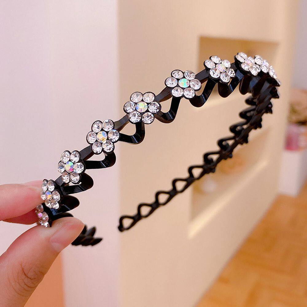 1pc Hair Hoop Women Rhinestone Hair Hoop Headband Bangs Clip Flower Hair Accessories Headwear Wedding Bridal Hairbands Fashion Jewelry